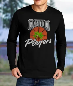 Men'S Ridiculously Soft 100% Cotton Long Sleeve Graphic Tee | Ohio Players (Buckeye Leaf)