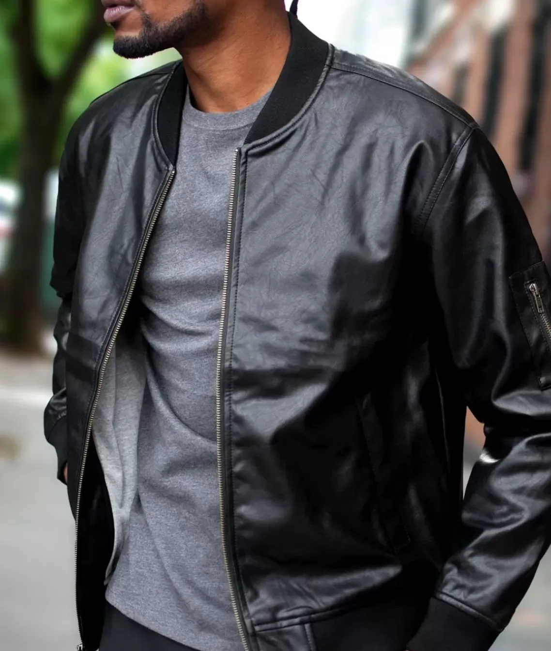 Vegan Leather Recycled Bomber Jacket