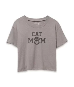 Women'S Ridiculously Soft Vintage Crop Graphic Tee | Cat Mom